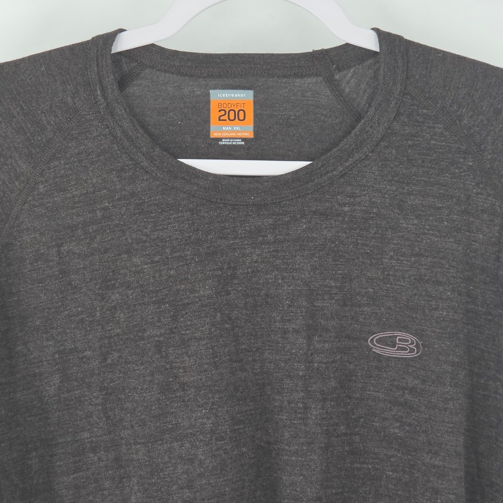 Icebreaker Bodyfit 200 Mens XXL Gray Merino Wool Long Sleeve Base Layer T- Shirt